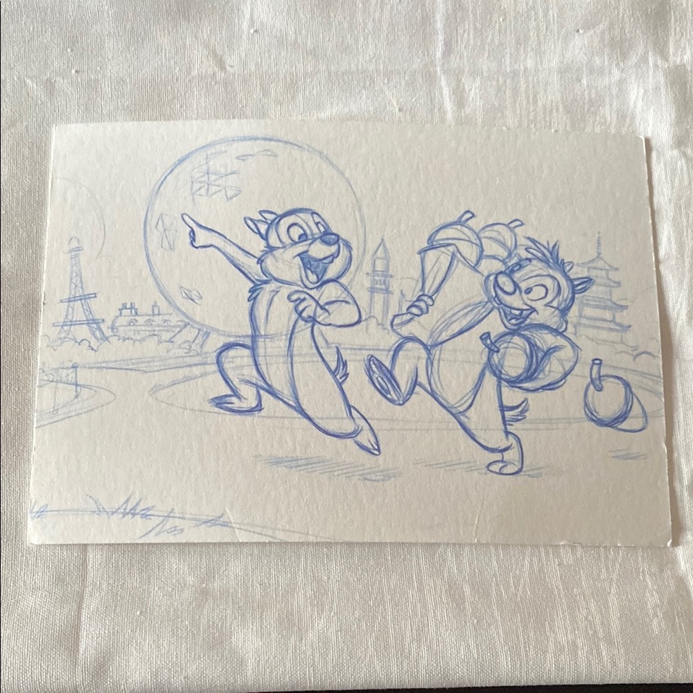 Disney Vacation Club Character Sketch Art postcard Mickey Minnie Donald